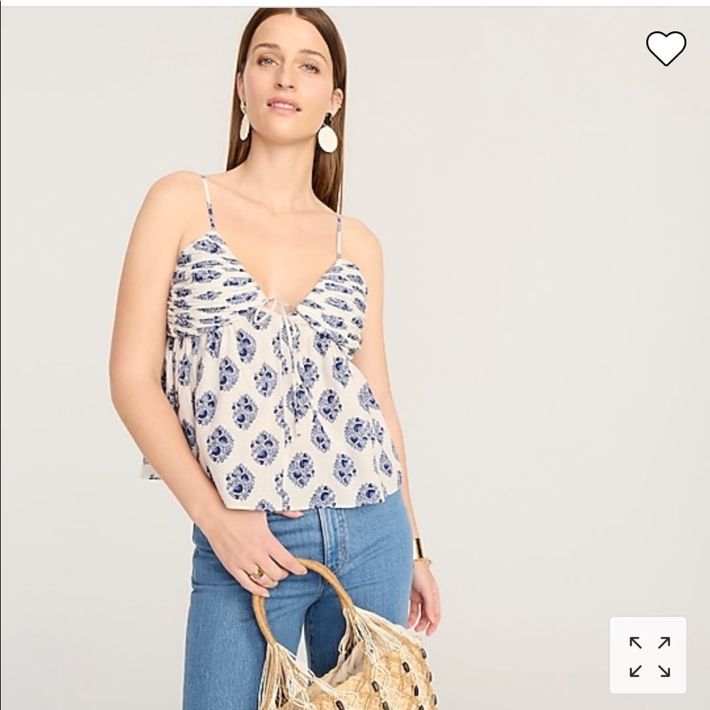 🆕 J. Crew Gathered Lurex® gauze camisole in gathered floral block print